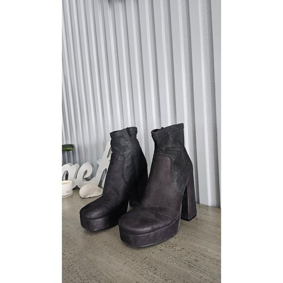 Free People Boots Womens 38 US 7.5 Smyth Suede Platform Square Toe Shoes Bootie - Picture 3 of 4